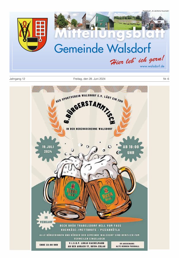 Mitteilungsblatt Gemeinde Walsdorf Titelblatt 06/2024