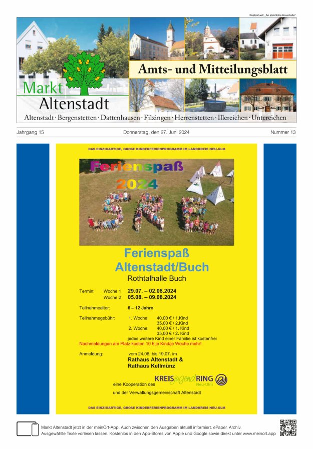 Amts- und Mitteilungsblatt des Marktes Altenstadt Titelblatt 13/2024