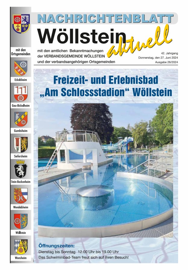 Nachrichtenblatt Wöllstein aktuell Titelblatt 26/2024