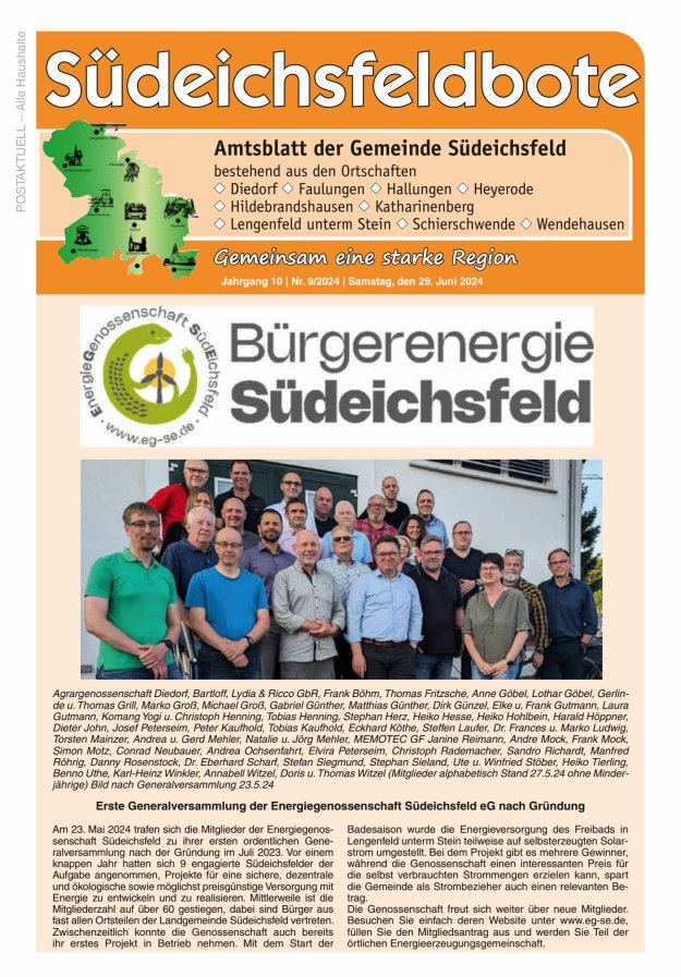 Amtsblatt der Gemeinde Südeichsfeld Titelblatt 09/2024