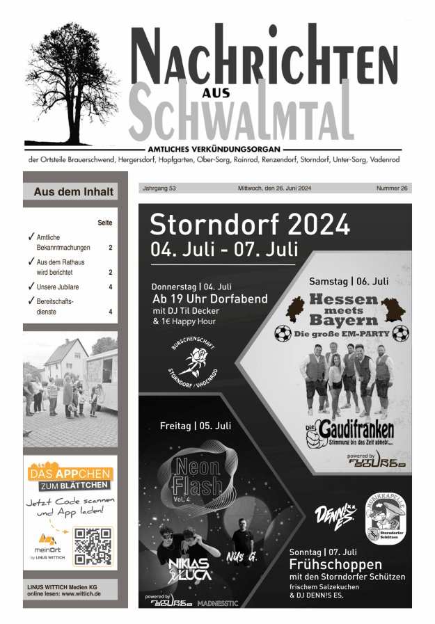 Nachrichten aus Schwalmtal Titelblatt 26/2024