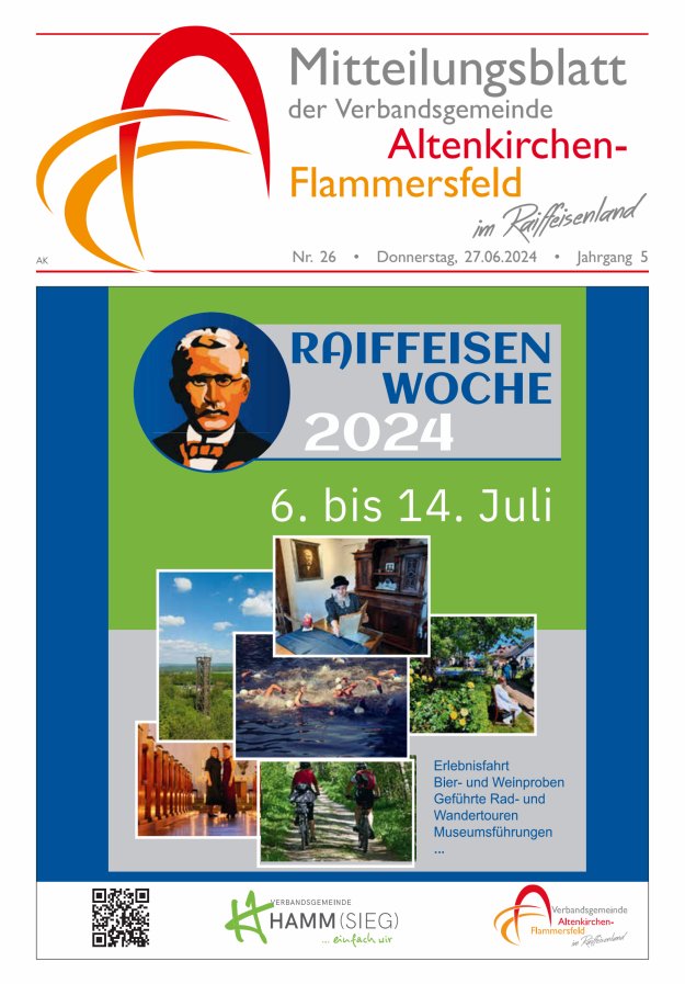 Mitteilungsblatt Verbandsgemeinde Altenkirchen-Flammersfeld Titelblatt 26/2024