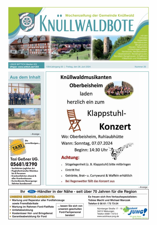 Knüllwaldbote Titelblatt 26/2024