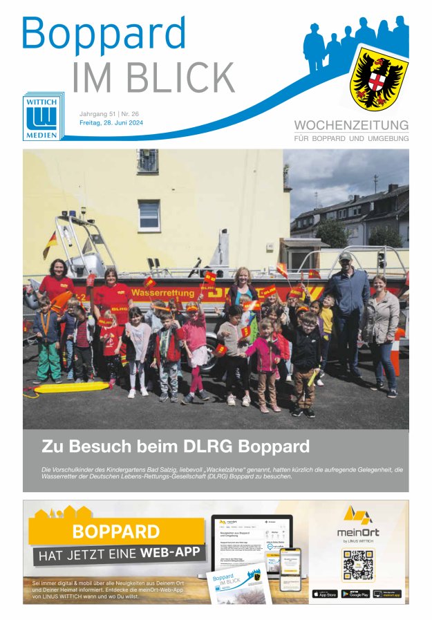 Boppard im Blick - Heimatzeitung für die Stadt Boppard Titelblatt 26/2024