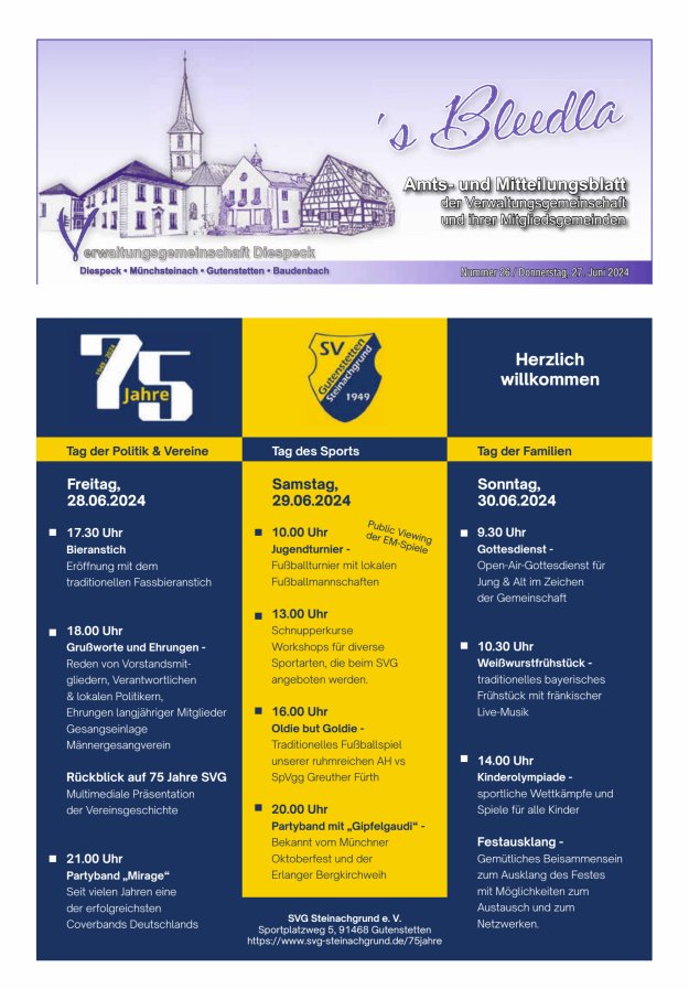 Amts- und Mitteilungsblatt VGem Diespeck Titelblatt 26/2024