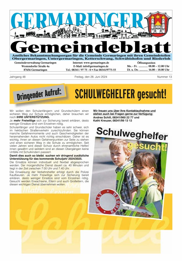 Germaringer Gemeindeblatt Titelblatt 13/2024