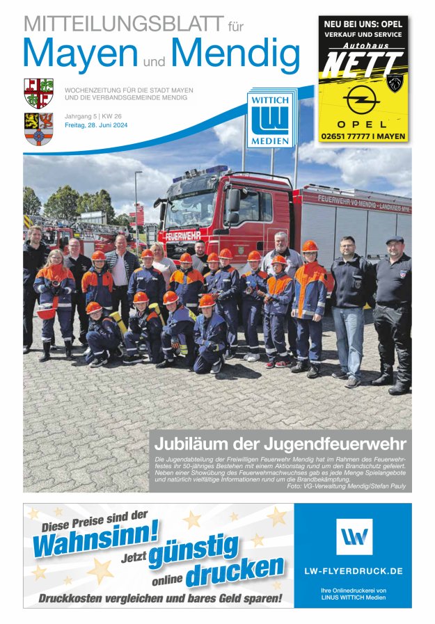 Mitteilungsblatt für Mayen und Mendig Titelblatt 26/2024