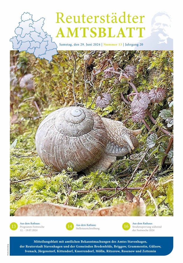 Reuterstädter Amtsblatt Titelblatt 13/2024