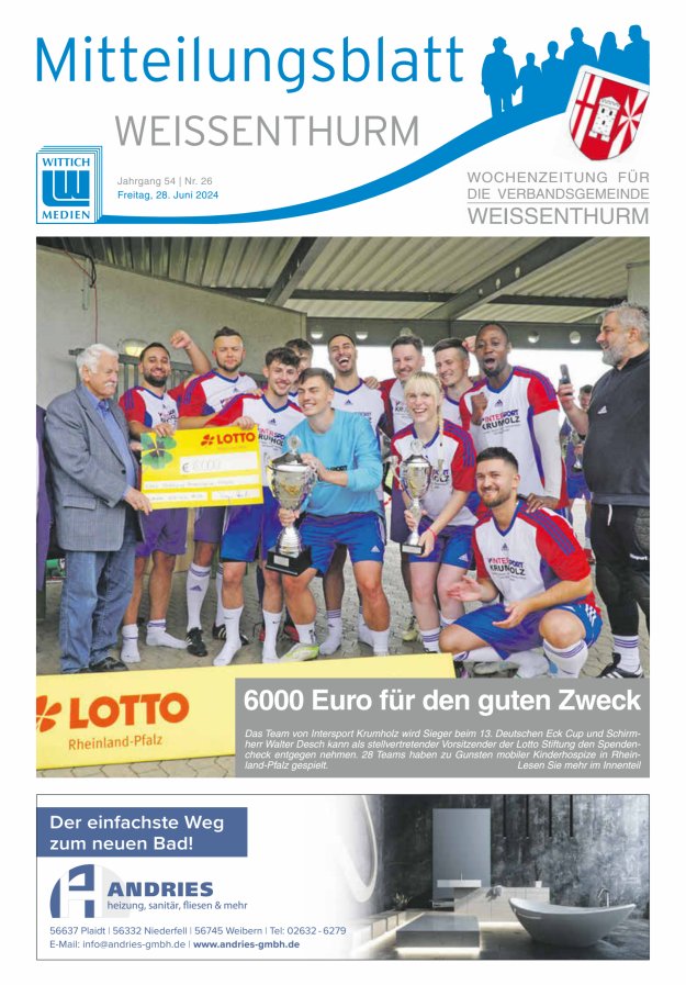 Mitteilungsblatt für den Bereich der Verbandsgemeinde Weißenthurm Titelblatt 26/2024