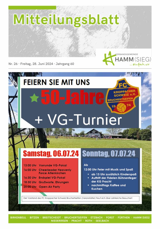 Mitteilungsblatt Hamm (Sieg) Titelblatt 26/2024