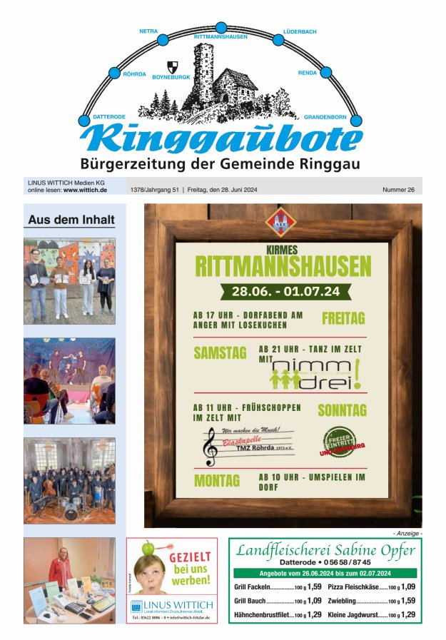 Ringgaubote Titelblatt 26/2024