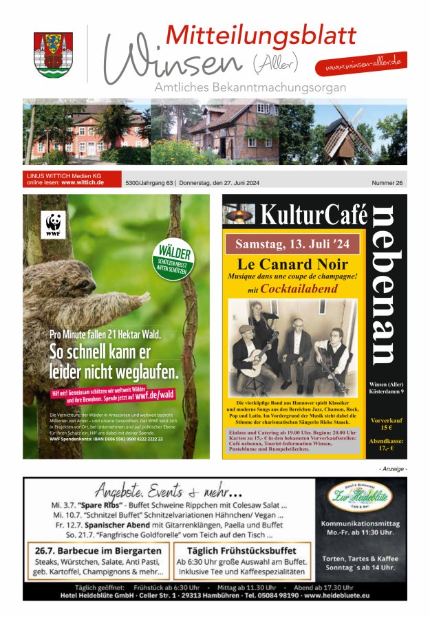 Mitteilungsblatt der Gemeinde Winsen Titelblatt 26/2024
