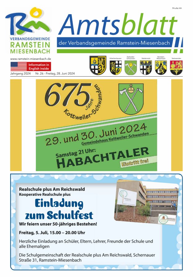 Amtsblatt VG Ramstein-Miesenbach Titelblatt 26/2024