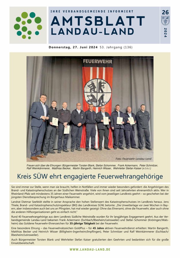 Amtsblatt VG Landau-Land Titelblatt 26/2024