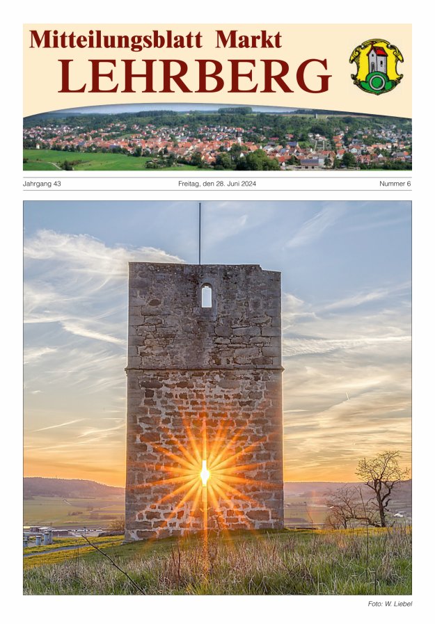 Mitteilungsblatt Markt Lehrberg Titelblatt 06/2024