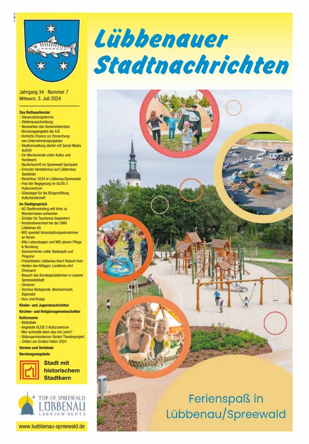Lübbenauer Stadtnachrichten – Amtsblatt für die Stadt Lübbenau/Spreewald Titelblatt 09/2024