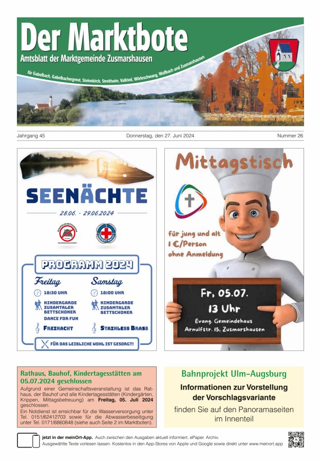Zusmarshausen - Der Marktbote Titelblatt 26/2024