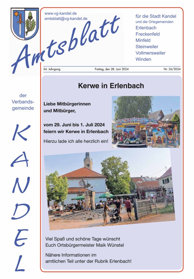 Amtsblatt VG Kandel Titelblatt 26/2024