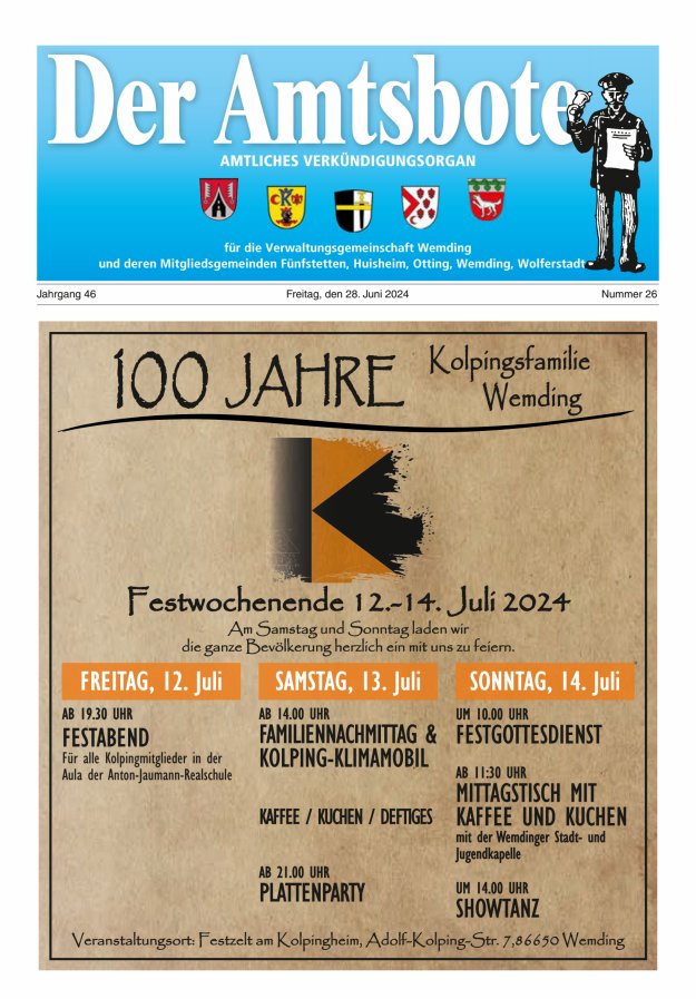 Der Amtsbote - Wemding Verwaltungsgemeinschaft Titelblatt 26/2024