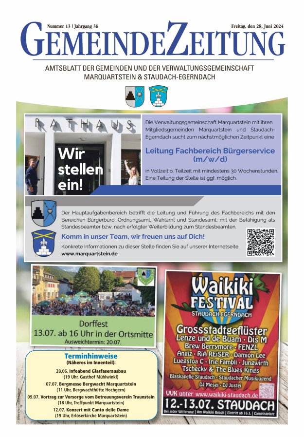 Marquartsteiner und Staudach-Egerndacher Nachrichten Titelblatt 13/2024