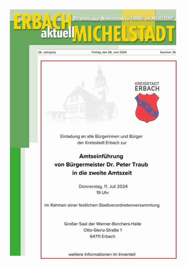 Erbach-Michelstadt aktuell Titelblatt 26/2024