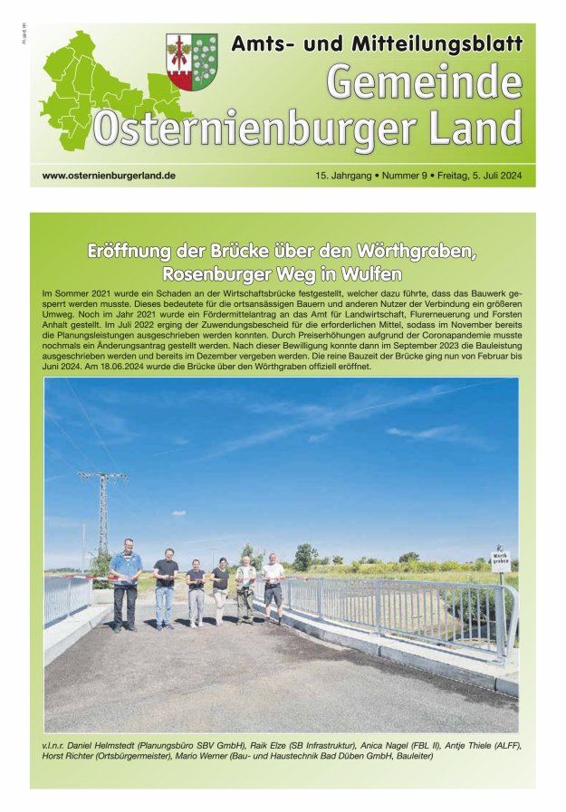 Gemeinde Osternienburger Land – Amts- und Mitteilungsblatt Titelblatt 09/2024