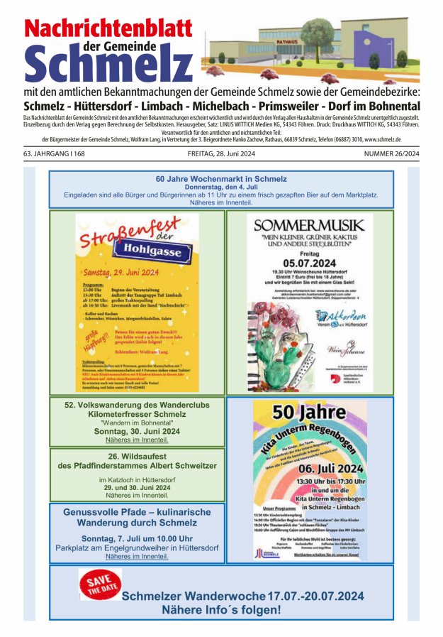 Nachrichtenblatt Schmelz Titelblatt 26/2024