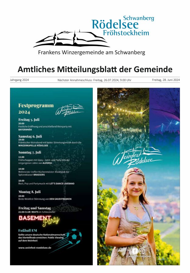 Amtliches Mitteilungsblatt der Gemeinde Rödelsee Titelblatt 06/2024