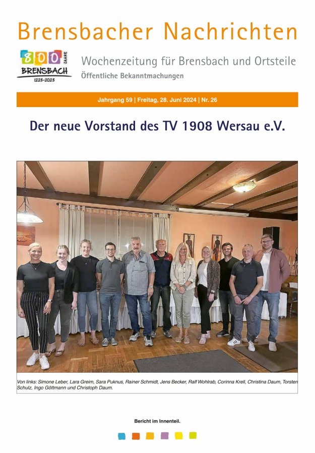 Brensbacher Nachrichten Titelblatt 26/2024