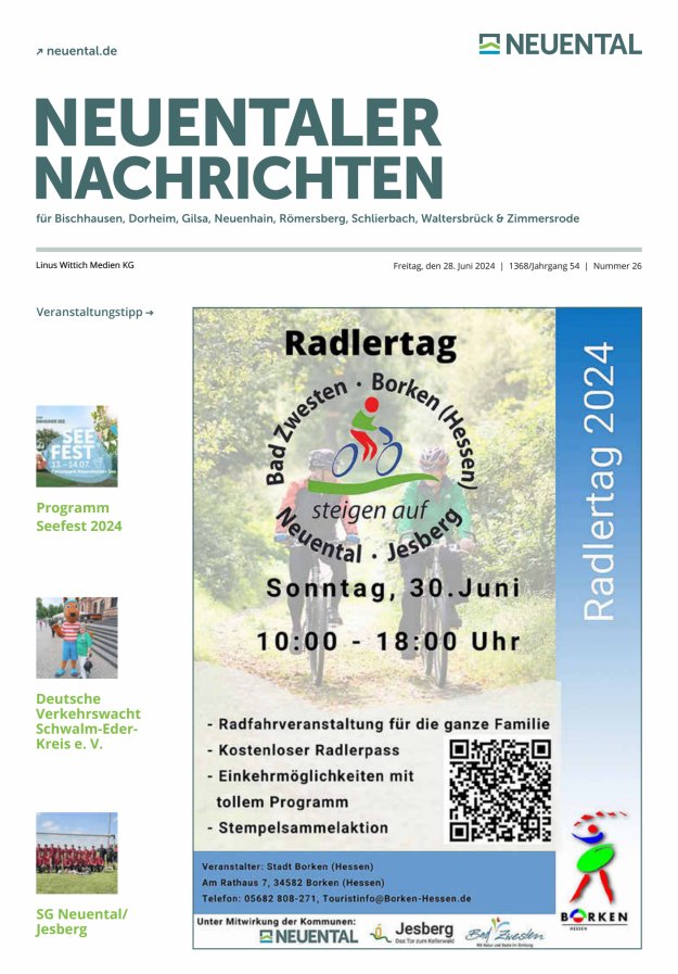 Neuentaler Nachrichten Titelblatt 26/2024