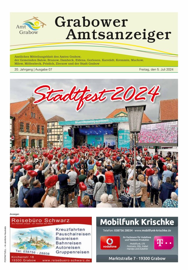 Grabower Amtsanzeiger Titelblatt 07/2024