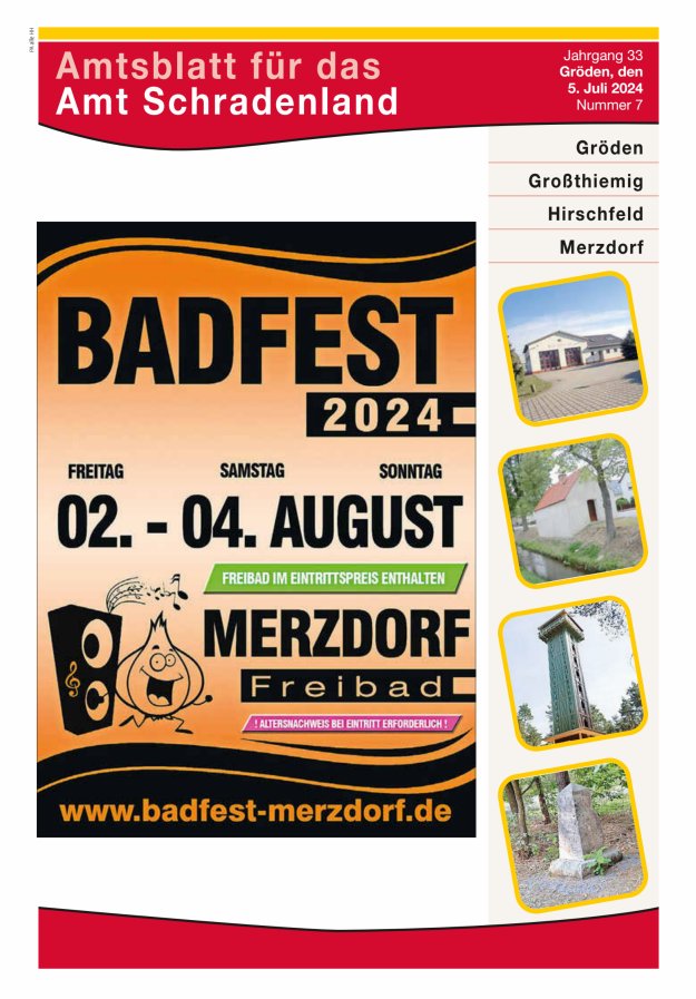 Amtsblatt für das Amt Schradenland Titelblatt 07/2024