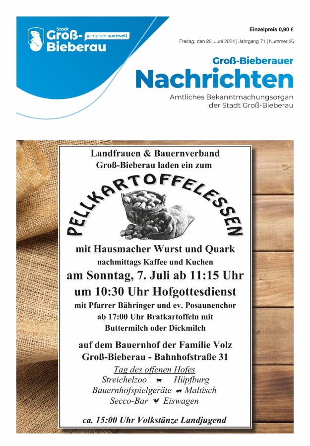 Groß-Bieberauer Nachrichten Titelblatt 26/2024