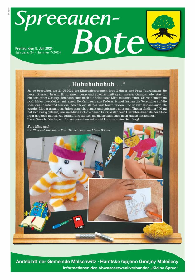 Spreeauen-Bote - Amtsblatt der Gemeinde Malschwitz Titelblatt 07/2024