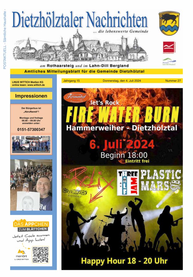 Dietzhölztaler Nachrichten Titelblatt 27/2024