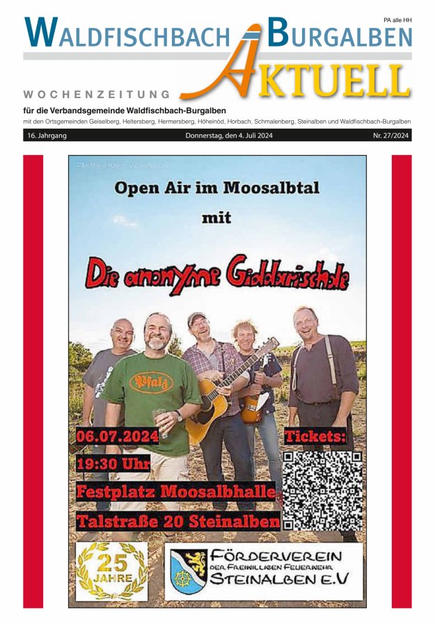 Amtsblatt der Verbandsgemeinde Waldfischbach-Burgalben Titelblatt 27/2024