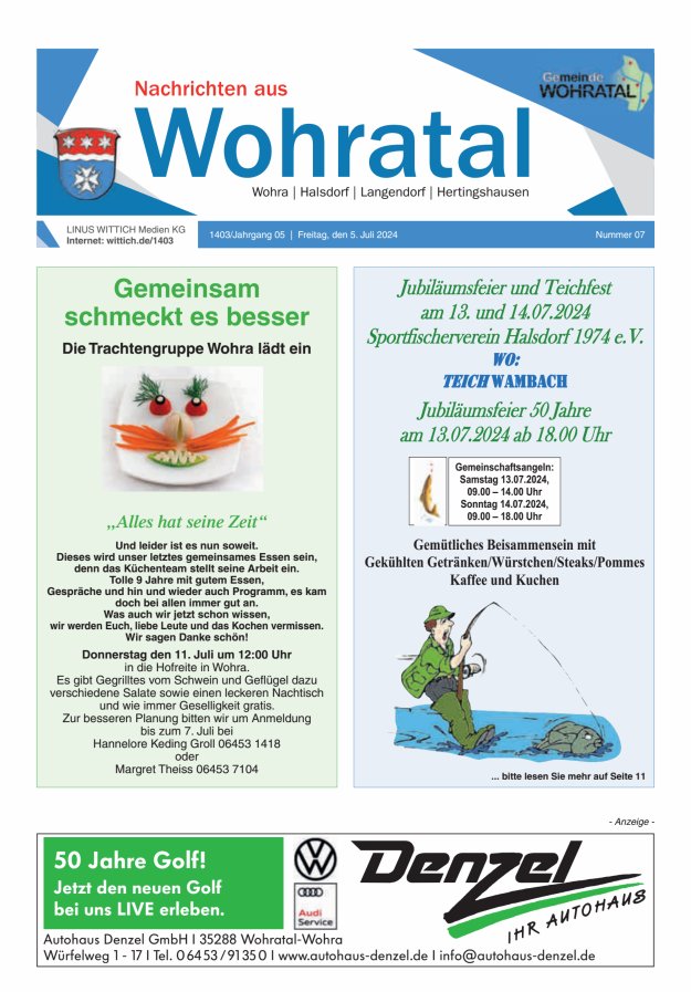 Nachrichten aus Wohratal Titelblatt 07/2024