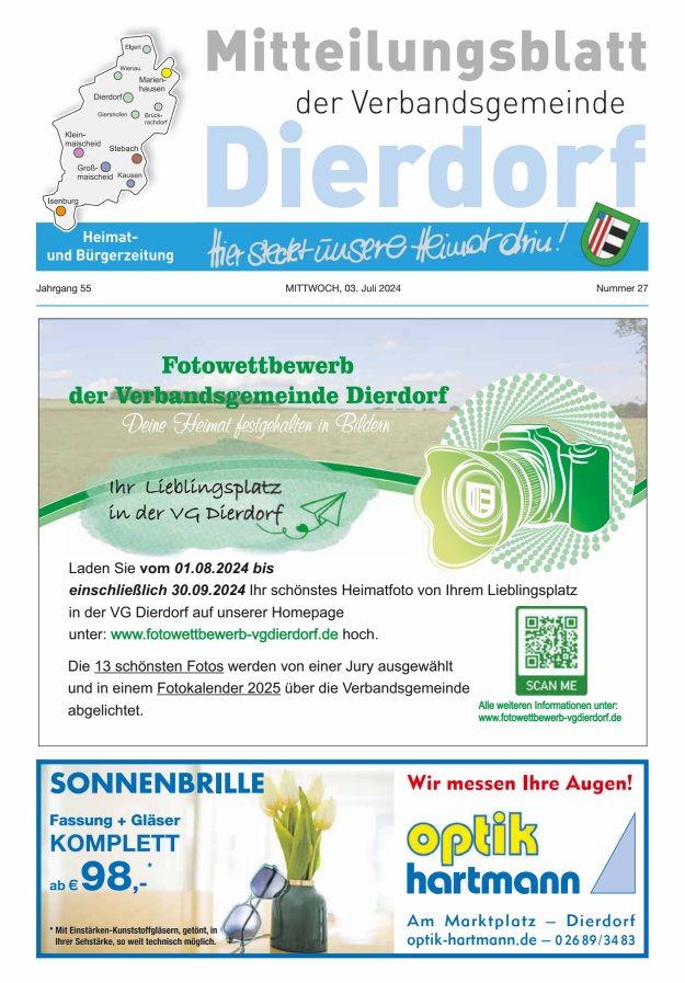 Mitteilungsblatt der Verbandsgemeinde Dierdorf Titelblatt 27/2024