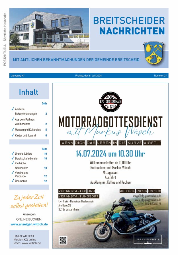 Breitscheider Nachrichten Titelblatt 27/2024