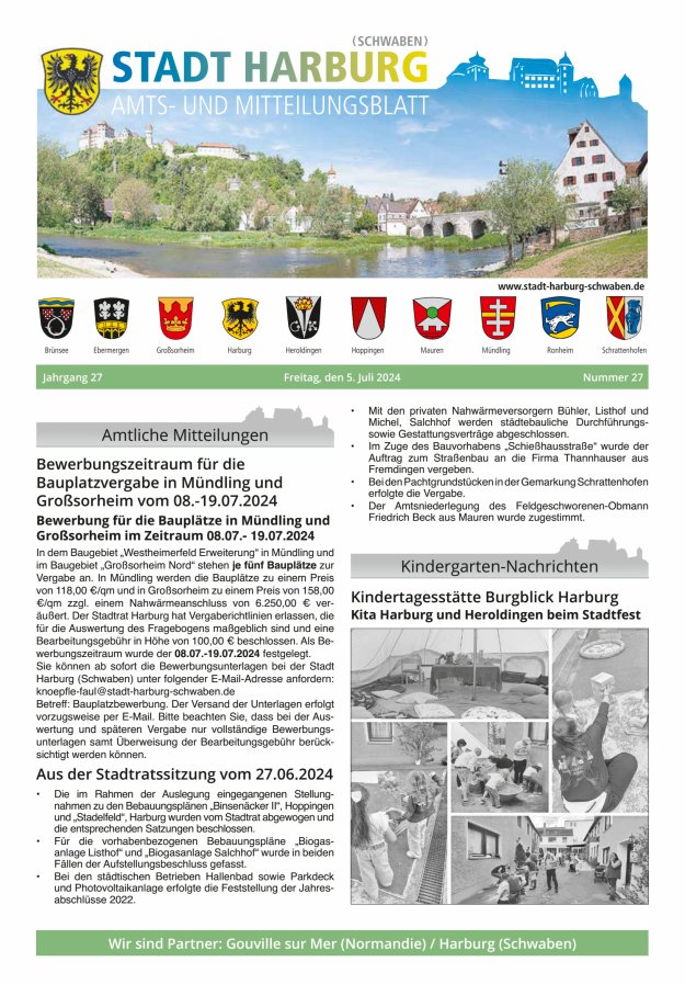Amts- und Mitteilungsblatt der Stadt Harburg Titelblatt 27/2024