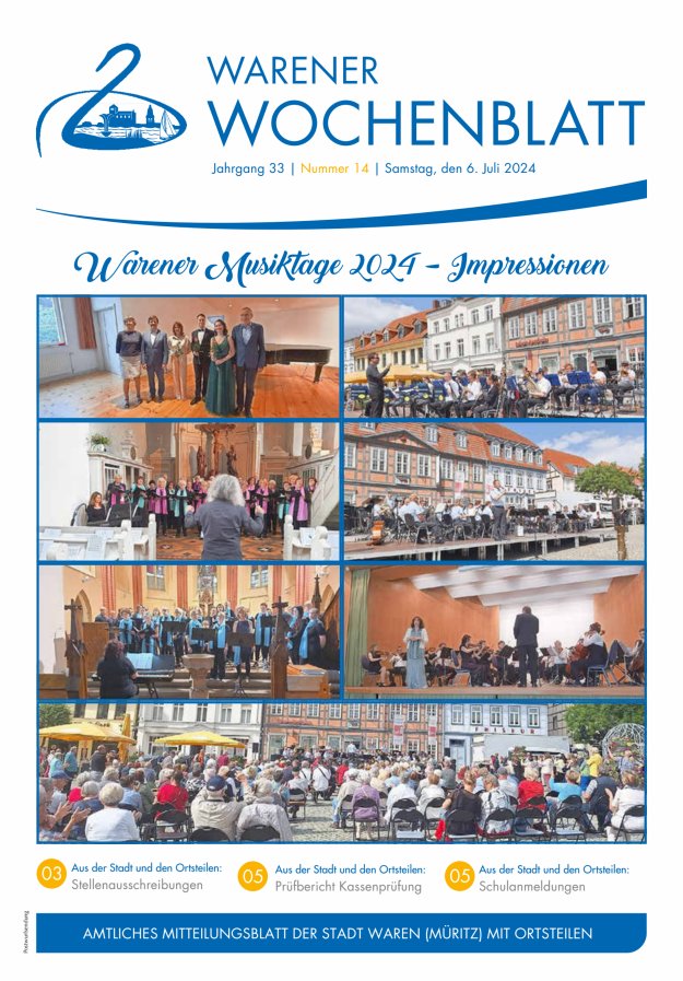 Warener Wochenblatt Titelblatt 14/2024
