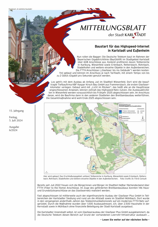 Mitteilungsblatt Karlstadt Titelblatt 06/2024