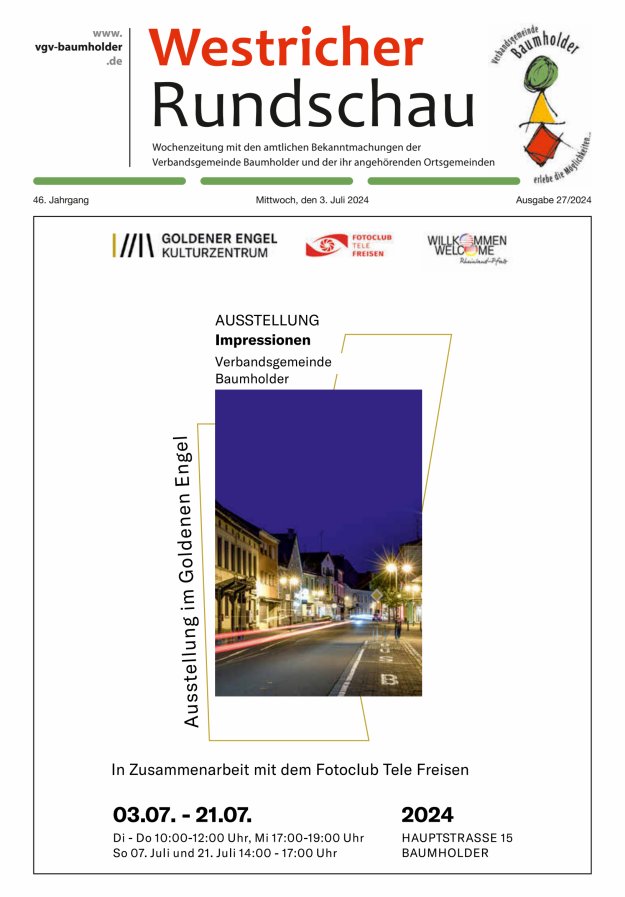 Westricher Rundschau VG Baumholder Titelblatt 27/2024