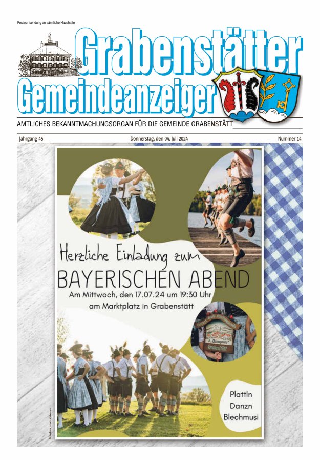 Grabenstätter Gemeindeanzeiger Titelblatt 14/2024