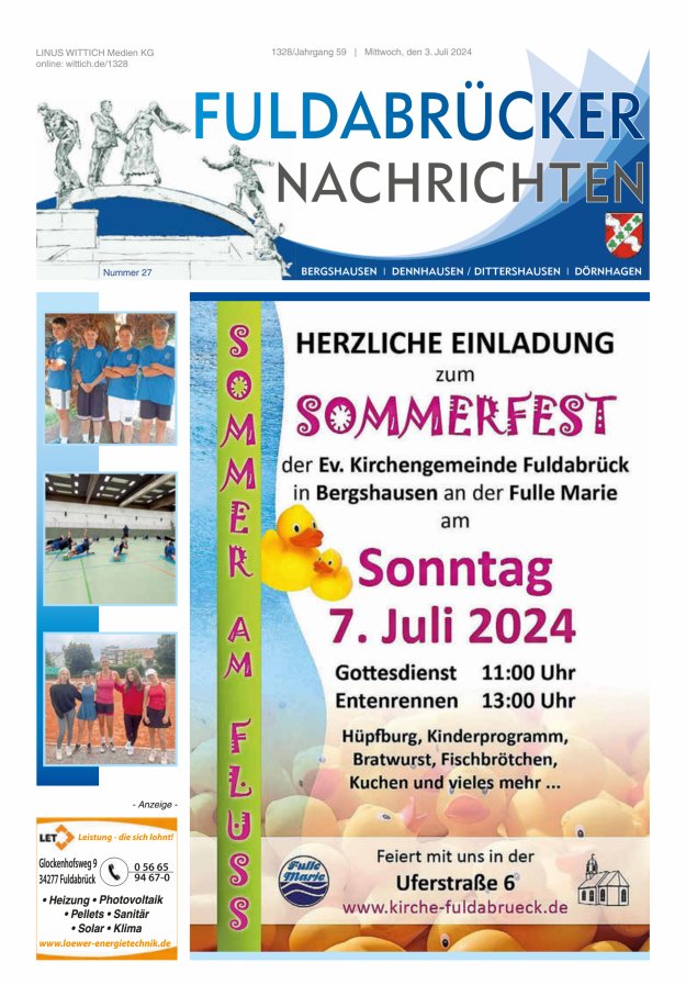 Fuldabrücker Nachrichten Titelblatt 27/2024