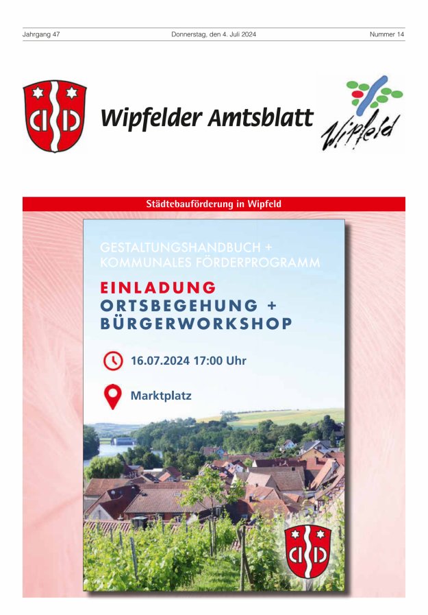 Wipfelder Amtsblatt Titelblatt 14/2024