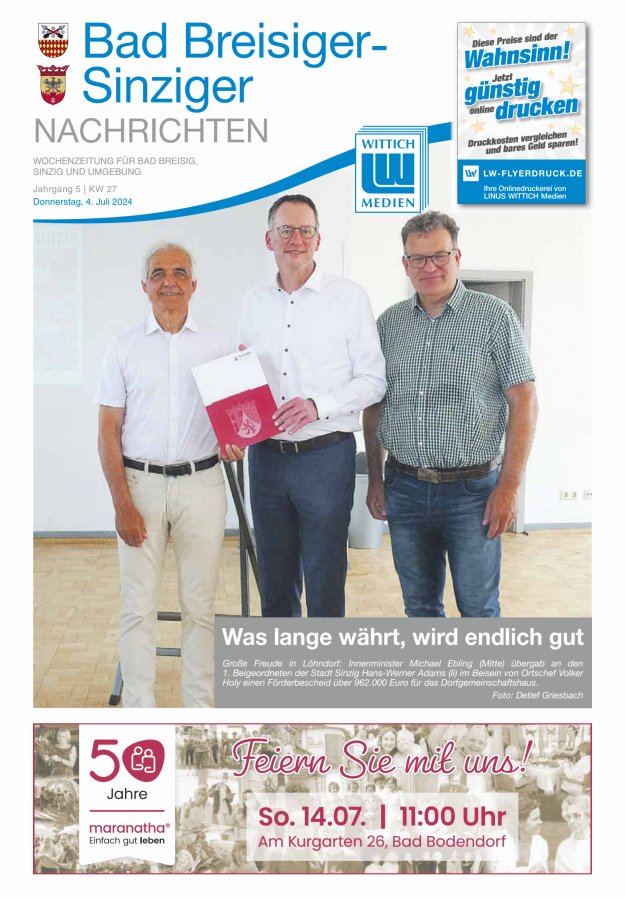 Bad Breisiger-Sinziger Nachrichten Titelblatt 27/2024