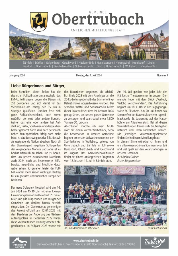 Obertrubach Titelblatt 07/2024
