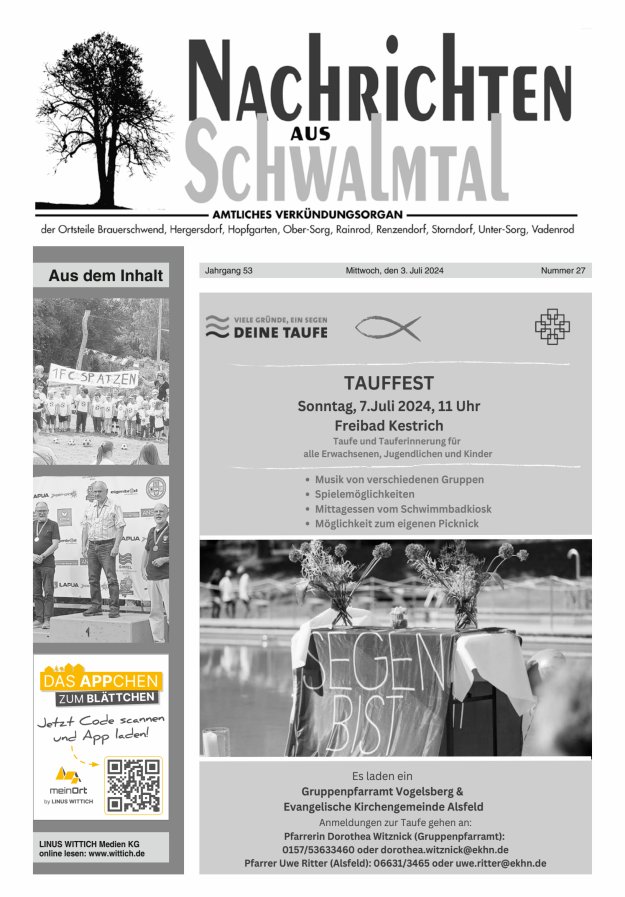 Nachrichten aus Schwalmtal Titelblatt 27/2024