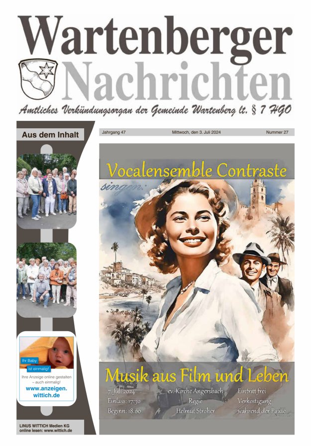 Wartenberger Nachrichten Titelblatt 27/2024